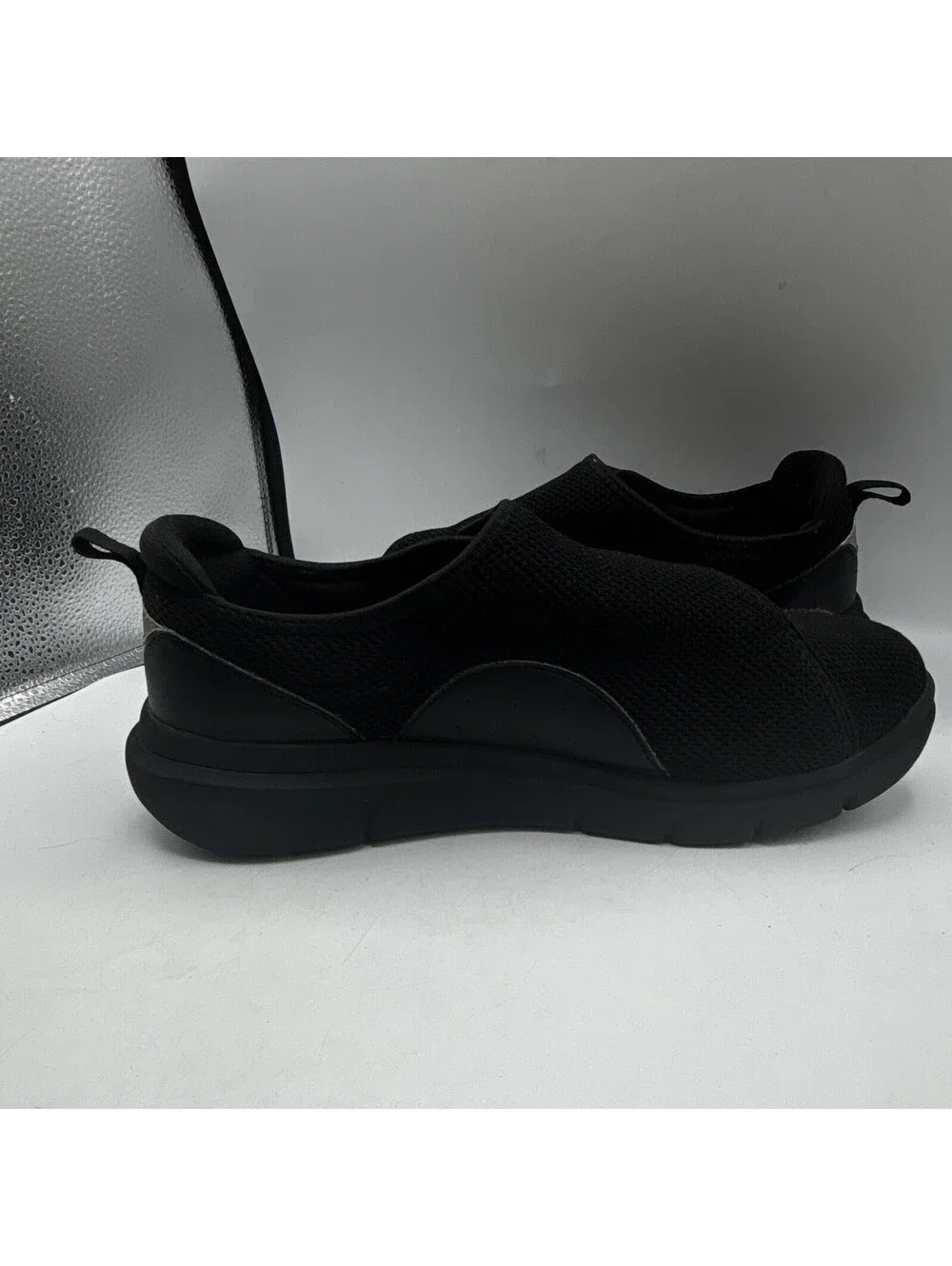 FitVille Mens Black Mesh Hook & Loop Strap Sneaker Wide Lightweight Size 11EEW